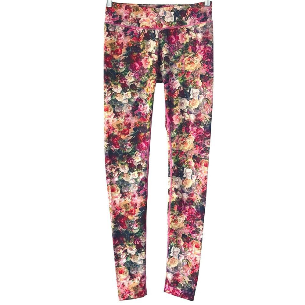 KiraGrace Pink Floral Yoga Leggings Womens Size S *EUC